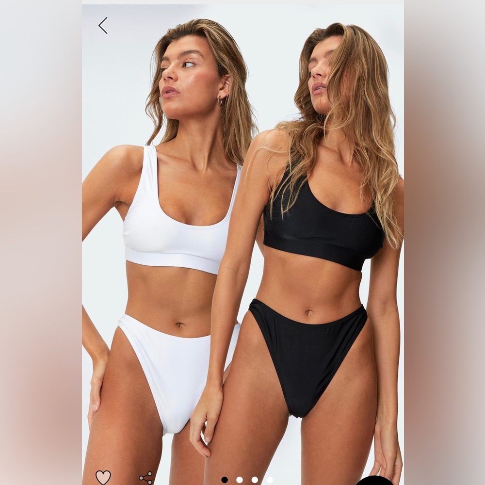 Nastygal white two piece high waisted bikini